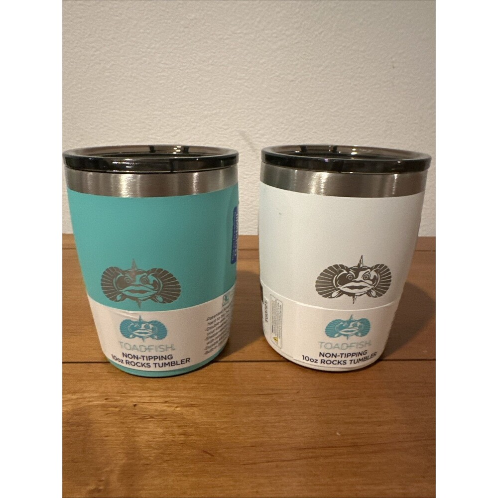 NEW TOADFISH Rocks Tumbler 2-10oz Stainless Steel Non Tipping Boating Beach Pool